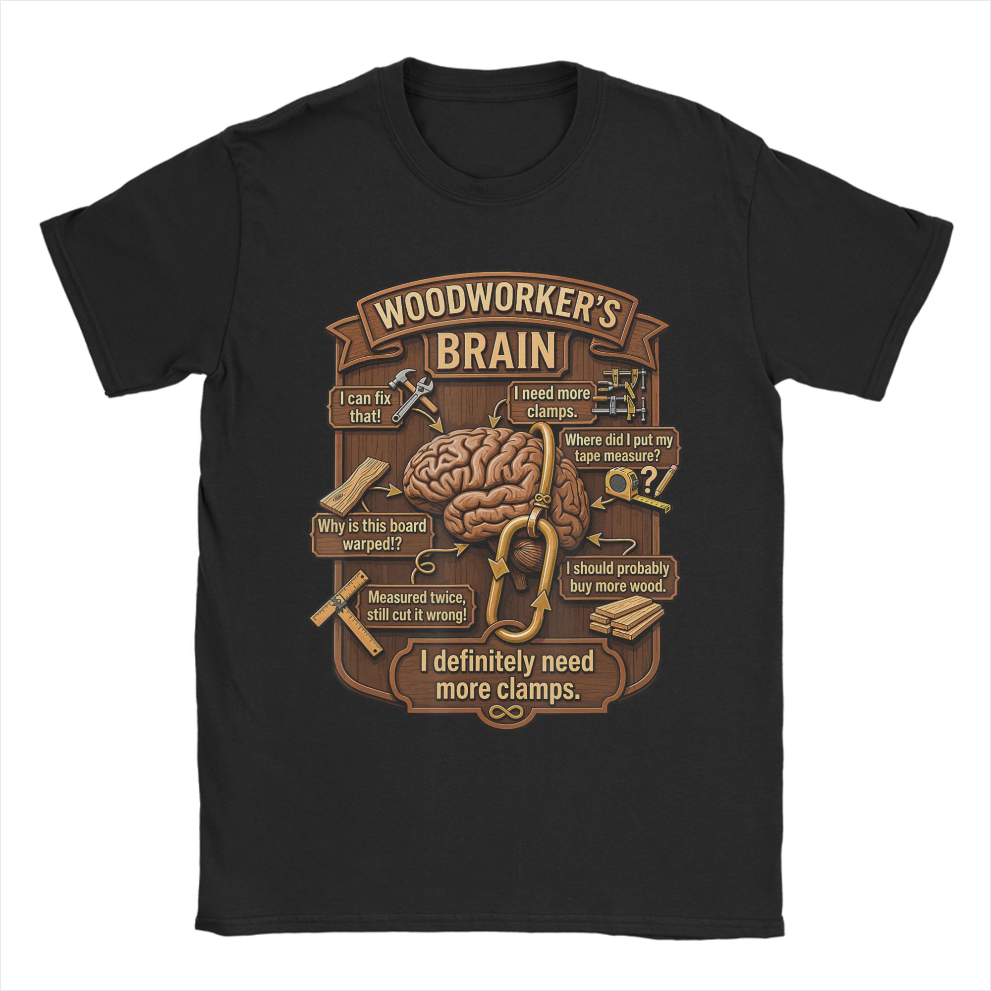 Woodworking Gift Ideas - Woodworker Brain Lustiges Holzbearbeitungs-T-Shirt für Männer,