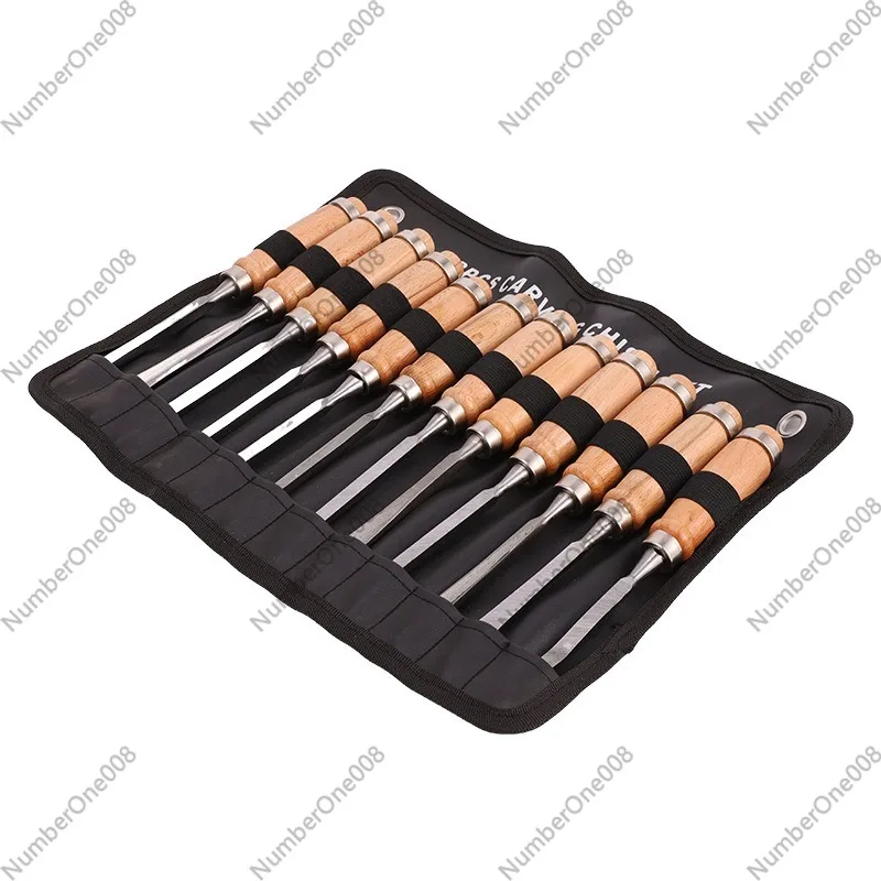 Wood Chisel Set - 12-teiliges Holzschnitzwerkzeug-Set Professionelles Holzmeißel-Set mit Holzgriff