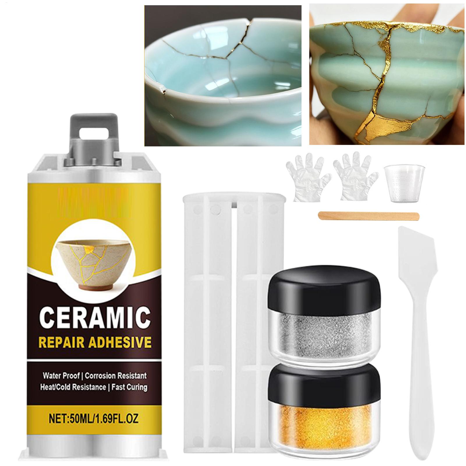 Woodworking In Japanese - Japanisches Kintsugi-Keramik-Reparaturset, lebensmittelechter Goldkleber, für die