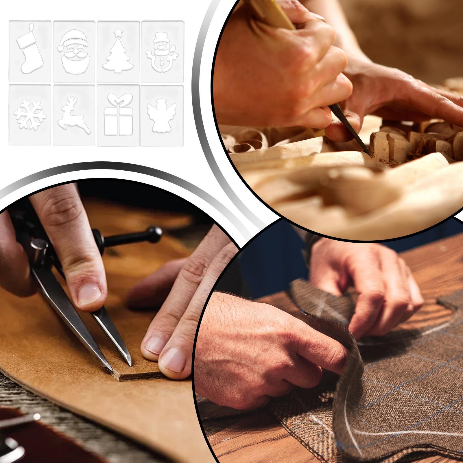 Woodworking Templates - Weihnachtsschablone, tragbare Holzbearbeitungsschablonen, Urlaubs-Holzbearbeitungsvorlagen-Set für Männer,