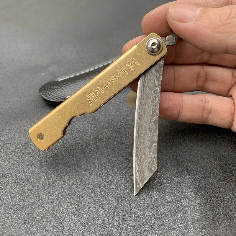 Woodworking In Japanese - Higonokami Japanisches Mini-Taschen-Klappmesser VG10 Damaststahl Camping