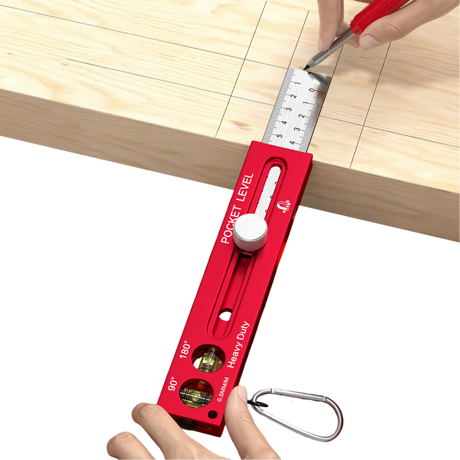 Woodworking Templates - Holzbearbeitungs-Messwerkzeuge Magnetische Horizontale Schablone Zimmermannslineal mit