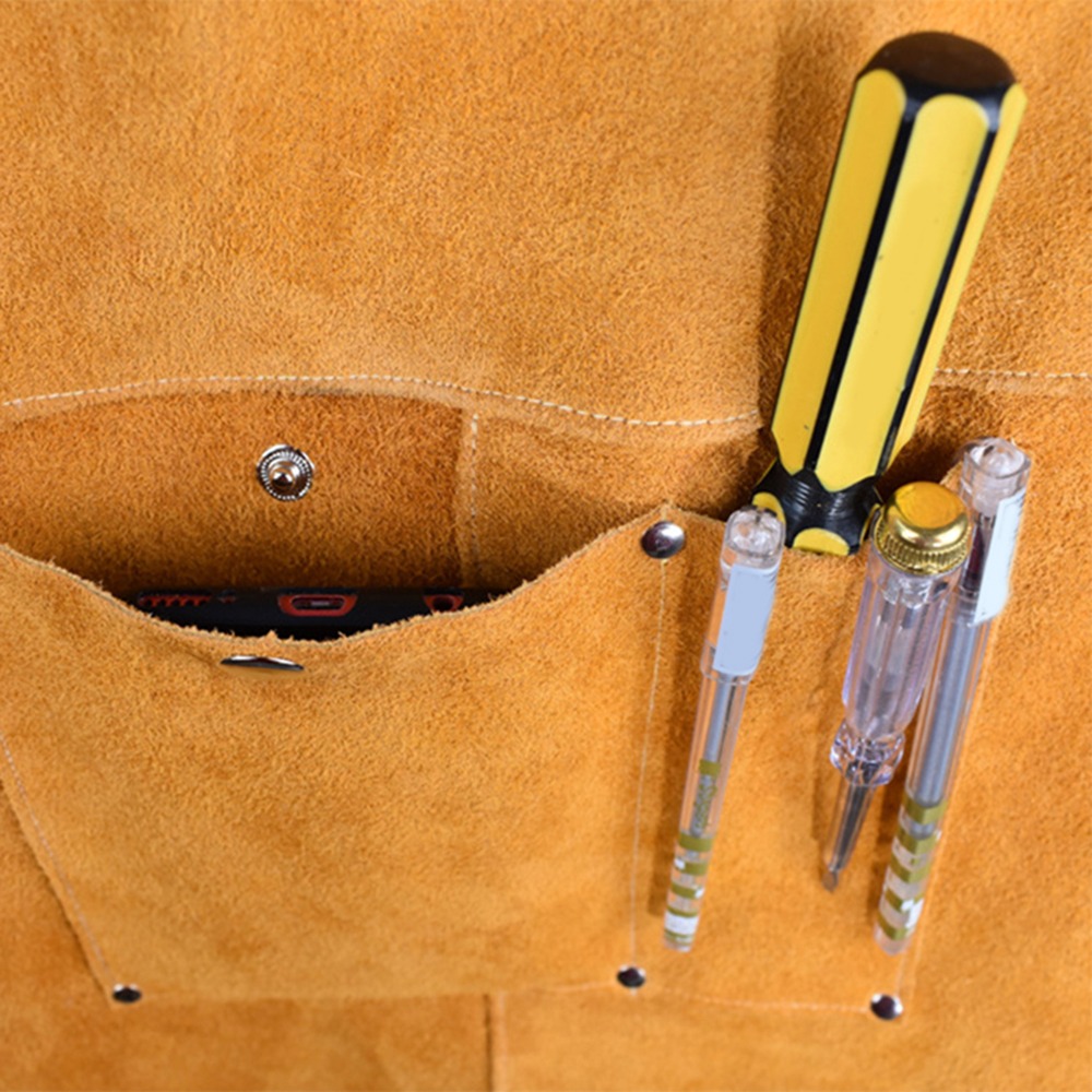 Woodworking Apron - Orange Dicke Rindsleder-Schweißschürze 90cm*60cm Orange Schweißer-Schutzschürze