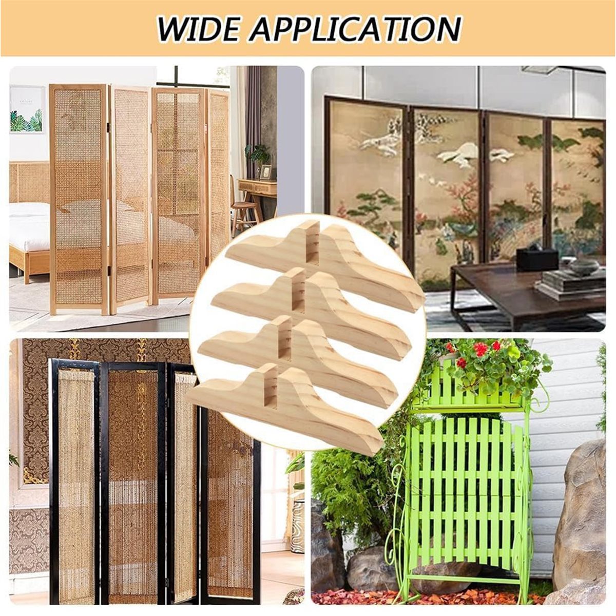 Woodworking Manufacturing - PHONE&GEAR 4-teiliger Holz-Raumteiler-Ständer mit Schrauben, Faltbarer